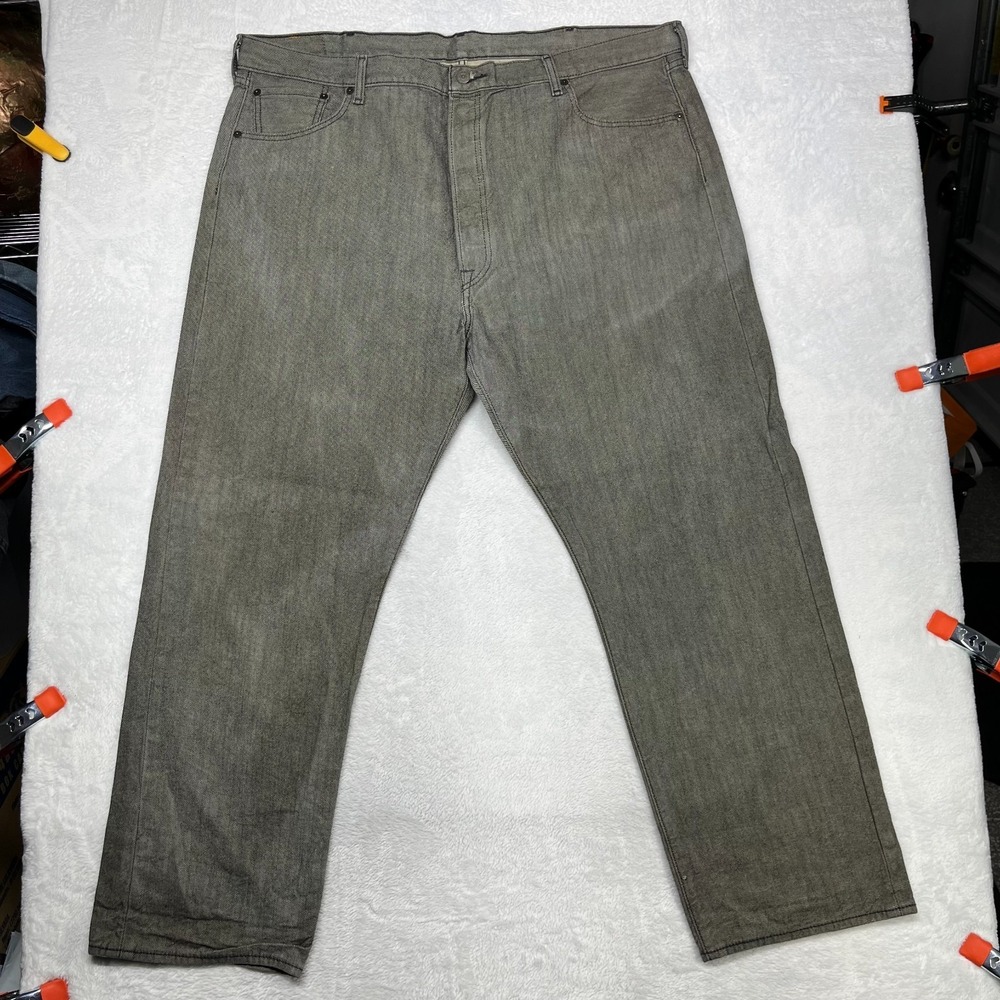 Levi's 501 Original Jeans Men's 44x30 Gray Denim Straight Button Fly - Flaws